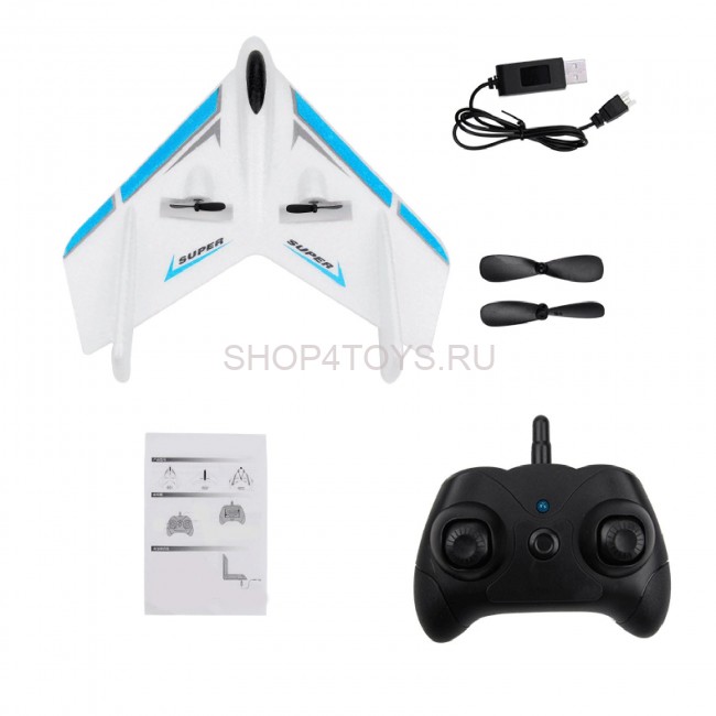 Радиоуправляемый самолет-крыло для дома и начинающих пилотов 2.4G - FX601-BLUE Радиоуправляемый самолет-крыло для дома и начинающих пилотов 2.4G - FX601-BLUE