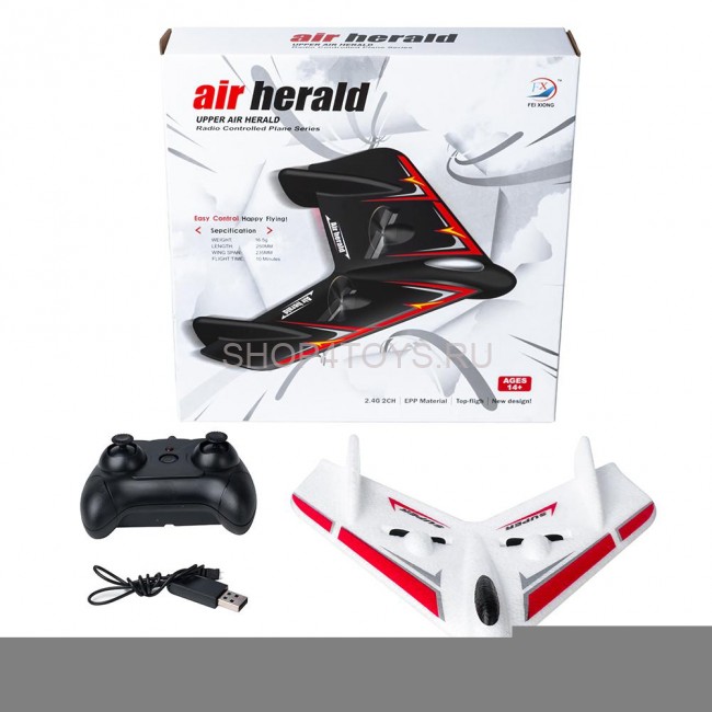 Радиоуправляемый самолет-крыло для дома и начинающих пилотов 2.4G - FX601-RED