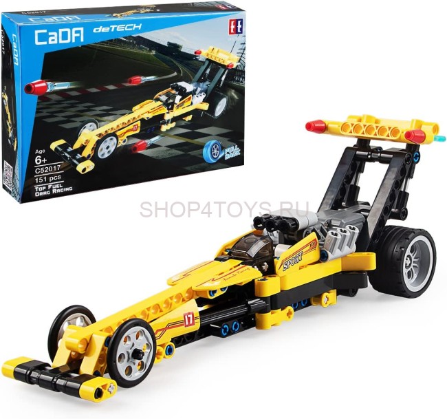 Конструктор CADA deTech драгстер совместим с C52016W, инерционный, 151 деталь - C52017W Конструктор CADA deTech драгстер совместим с C52016W, инерционный, 151 деталь - C52017W