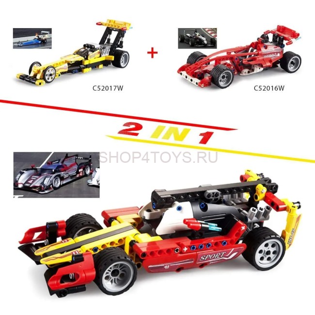 Конструктор CADA deTech драгстер совместим с C52016W, инерционный, 151 деталь - C52017W Конструктор CADA deTech драгстер совместим с C52016W, инерционный, 151 деталь - C52017W