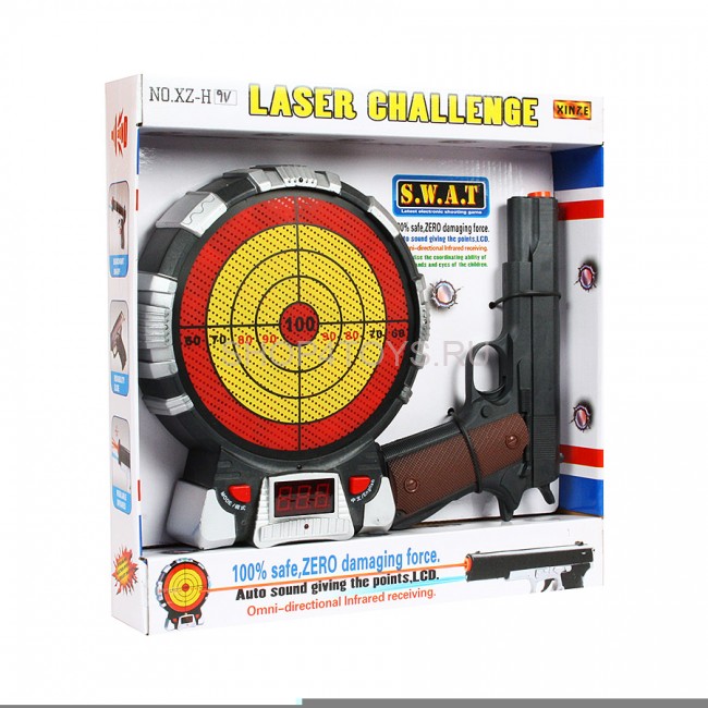 Игровой набор "Лазерный пистолет и мишень с указанием баллов" на батарейках - XZ-H9V