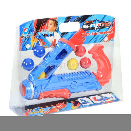 Синий помповый пистолет с шарами - 055-3